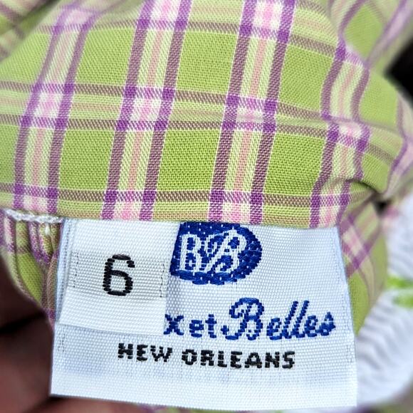 Beaux et Belles Dress Girls Sz 6 Green Plaid Smocked Floral Boutique Classic - Picture 4 of 4